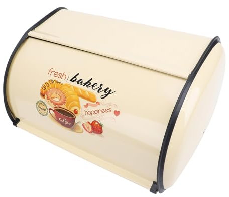 TOPINCN Boîte à Pain pour la Cuisine, Boîte à Pain en Forme de Tambour, Bac de Stockage de Pain en Métal, Support de Stockage de Pain, Récipient de Stockage de Pain pour Pain, Gâteau,