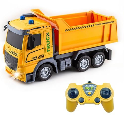 Giocattolo autoribaltabile radiocomandato, dumper telecomandato, 7 canali, struttura completamente funzionale, giocattolo per bambini dai 3 ai 7 anni, con luci e suoni, scala 1:24