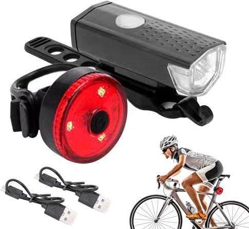 Rechargeable Lights Set,USB Rechargeable LED Light Set For Bicycles, Bik-e Lights Front And Back, Bright LED Headlight And Taillight Set, LED Super Bright Light Bikes Accessories For Road And Mountain