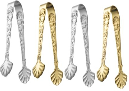 PRETYZOOM 4 Pièces Pinces à Glaçons Acier Inoxydable Mini Pinces Décoratives Pour Cuisine Thé