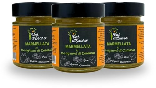 Marmellata ai 3 Agrumi di Calabria - 3 vasi da 250g - Clementina, Arancia Navel e Limone - Senza Conservanti né Additivi - Prodotto Artigianale - Val D'Esaro