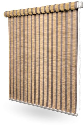 Home-Vision Bali Kollektion Klemmfix Rollo BohoRollo für Fenster & Türen (Hula,B40 x H130 cm) Natur Bambus Optik – ohne Bohren