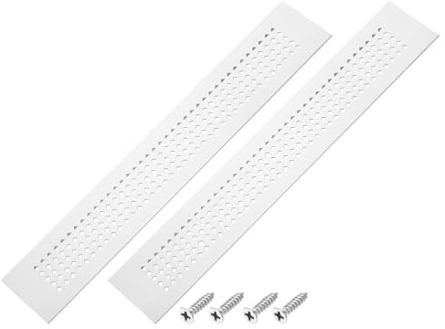 PATIKIL 2 piezas Rejilla para puertas 16 x 2 pulgadas Rejilla plateado | de aluminio, puertas de vestidor, con agujeros en forma de diamante, y tornillos, para armarios