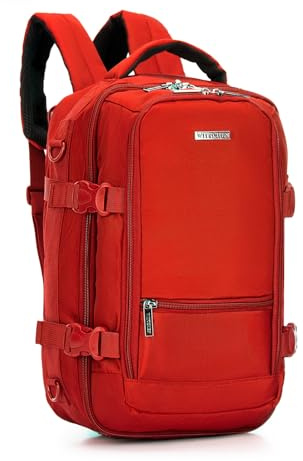 WITTCHEN Erweiterbarer Flugzeug-Rucksack | 32L Handgepäck Rucksack | Wasserabweisender Laptoprucksack 17 Zoll | Reiserucksack Handgepäckgröße | 47 × 32 × 14–18 cm