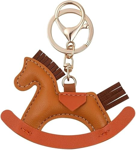 TOEECY Schaukelpferd Schlüsselanhänger Kunstleder Taschenanhänger Quaste Dekoration Handtasche Accessoire Damen