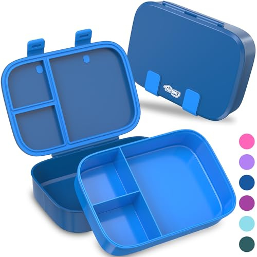 TAKWAY Brotdose Kinder mit Fächern - Bento Box Lunchbox BPA Frei - robust & leicht zu öffnen (Blau)