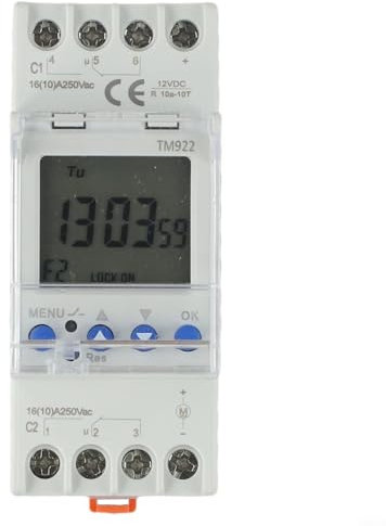 ZAMETTER Módulo de conmutación TM922 Temporizador digital montado en DIN, temporizadores programables de 2 canales, temporizador de pantalla LCD, reloj de 24 horas con dos salidas de relé para
