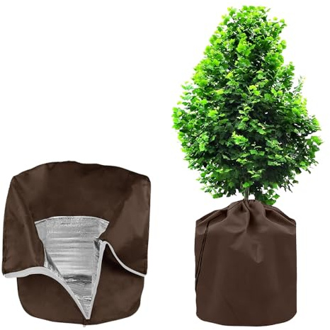 NAJILI Sacs de Protection Hivernale pour Plantes en Pot,Réutilisable Housse Hivernage Plante,Housse Hivernage Plante Fermeture Éclair et Tapis en Fibre(45×50cm)