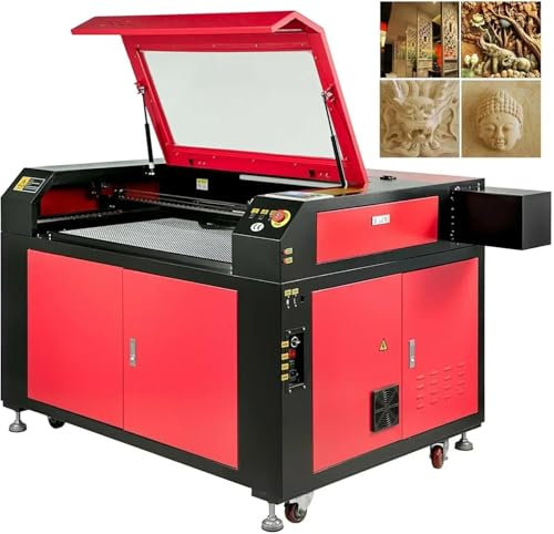 100W Laser Graviermaschine 900 x 600 mm CO2 Lasergravurmaschine Co2 Laser Cutter Lasergravierer Laser Graviergerät Europlug Ruida Control mit USB-Anschluss für Holz/Papier/Kunststoff/Leder/Glas/Kerami
