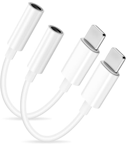 RJLLKD 2 Pack Adaptador Auriculares para iPhone Jack 3.5mm para Cascos Aux Audio Dongle Audio Converter Compatible con iPhone 14/13/12/11/Xs/XR/X/8/7 para Todos los Sistemas iOS