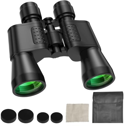 Crynvor 20×50 Jumelles Haute Puissance, avec Prisme BAK9, Jumelles Portables Télescope avec Vision Nocturne à Faible Luminosité pour l'Observation des Oiseaux, Chasse, Voyages(Noir)