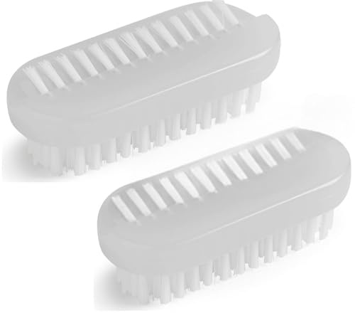 Pack of 2 Manicure Plastic Nail Brushes, Hygienic Hand, Fingertip, Nail Cleaning Brush, Scrubbing Brush, Firm Strong Bristles, Toenails for Use in Home, Garden, Salon – Bundled by GetInStyle Shop