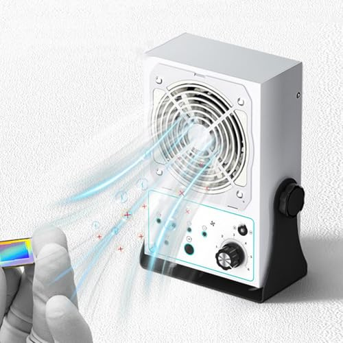 Ventilateur antistatique de table, ioniseur électrostatique, portée efficace 40 cm x 90 cm, puissance éolienne réglable à plusieurs niveaux, pour impression, emballage et pulvérisation plastique.