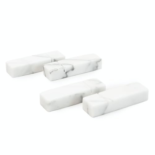 Poggia posate in marmo Bianco di Carrara – Set 4 pezzi artigianali Made in Italy – Accessori tavola eleganti – Design minimal per mise en place di classe – Idea regalo raffinata