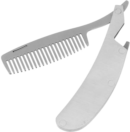 VALICLUD Faltbarer Kleiner Kamm aus Edelstahl Tragbarer Antistatischer Haarkamm und Schnurrbartbürste für Präzises Styling und Unterwegs