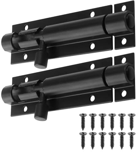 2 Stück Edelstahl Türriegel, Bolzenriegel Riegel Tür mit Schrauben, Schieberiegel für Bad, Schlafzimmer, Tore, Schuppen, Garten, Fenster, Zaun (3 Zoll, Schwarz)