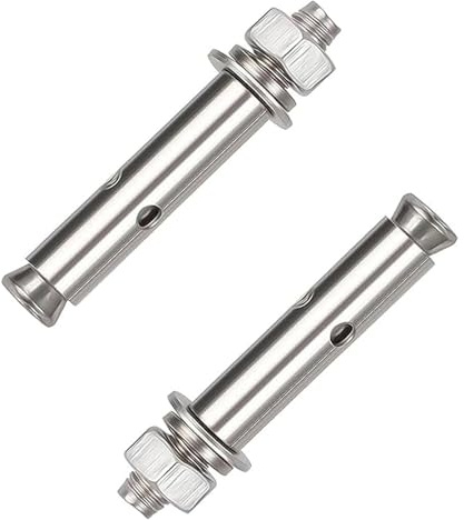 2 pernos de expansión acero inoxidable M12, perno anclaje con manguito y tuerca hexagonal, anclajes fijación resistentes, × 180 mm(M12x180mm)