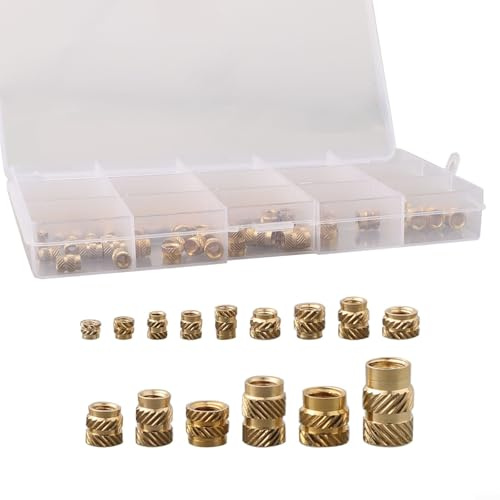 Pumixiy Tuerca hexagonal para impresión 3D, juego de tuercas roscadas de latón, inserto moleteado para prensa de calor o ultrasonido, insertos de rosca interna M2 a M6 para plástico,