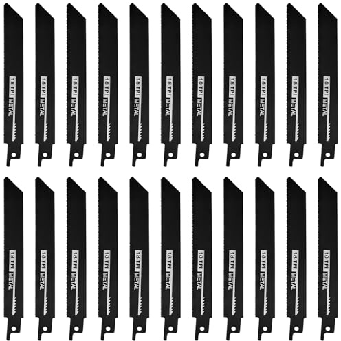 22PCS Reciprocating Saw, 150mm Saw Blades, 18 TPI Bi-Metal and High Carbon Steel Saw Blades for Cutting Wood, Metal, Drywall, Plastics & Composite Materials