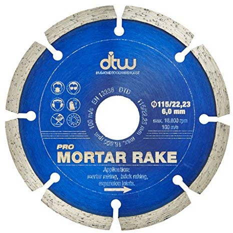 DTW Pro Mortar Rake Diamond Blade - For Removing Mortar & Cleaning Expansion Joints