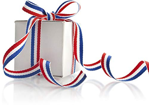 Nylonband 45 m x 10 mm fransk trefärgad dekorativ spole röd vit och blå för Bastille Day Arts Crafts Patriotic Banners National Celebrations — av TRIXES