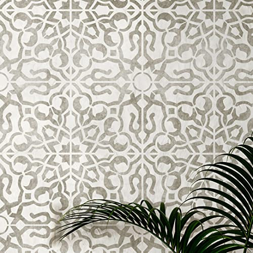 2 x Faux Tile Stencils - Paint Tile Effect on Floors Walls Furniture - Nadia 6 (152mm) Multi 6-Tile
