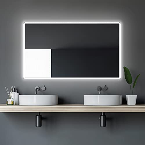 Talos Miroir de Salle de Bains à LED Moon 120x70 cm - Couleur Claire 4200K - Design Moderne et revêtement de Haute qualité