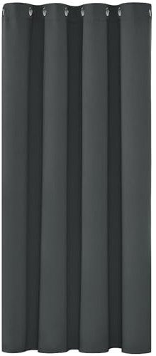 Deconovo Kurze Verdunklungsvorhänge mit Ösen Blickdicht Gardinen Dunkelgrau | 1 Stück, H138 x B132 cm, Thermovorhang mit Hitzeschutz, Ösenvorhang, UV-Schutz, Abdunkelnd, Sichtschutz, Blackout Curtain