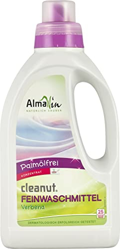 AlmaWin® Feinwaschmittel Cleanut [2x 750ml - 50 Ladungen] mit Waschnuss-Extrakt - Waschmittel mit Verbena-Duft für Feines & Buntes [20-60°C] - Flüssiges Waschmittel Natur - Öko, VEGAN & Palmölfrei