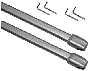 ATELIERS 28 Tringles de vitrage Extensibles - Plate/Ovale - Métal - Lot de 2 30 x 50 cm Gris