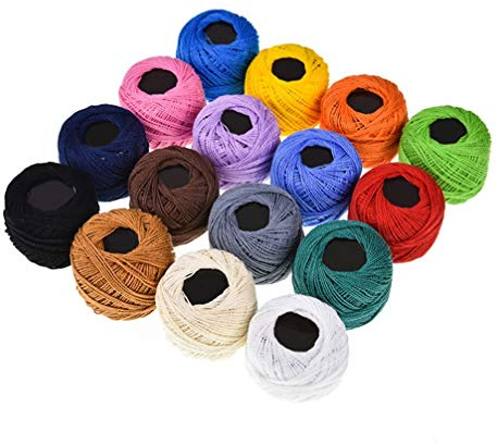 SUPVOX 16 colores de hilo de bordar hilo de punto de cruz pulseras de amistad hilo de seda de seda para manualidades (color sólido)