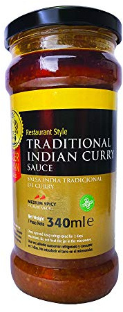 TIGER KHAN Salsa india tradicional con curry (Curry sauce) 340ml 12 unidades