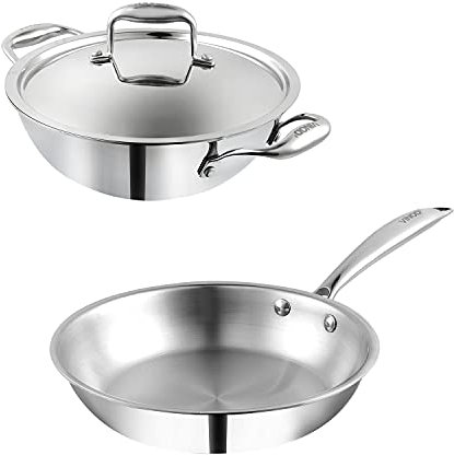 Vinod Platinum Triply Stainless Steel 2Pcs Combo Set (Induction Friendly)- Silver