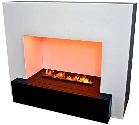 GLOW FIRE Wasserdampf Kamin HAUPTMANN (Standkamin) - Elektrokamin mit realistischen LED 3D-Flammen, Knistereffekt & Fernbedienung, 110x90x45 cm - Opti-Myst 500 Elektro Kamin, Weiß