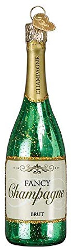 Old World Christmas Botella de champán de vidrio soplado 2020, adornos de Navidad únicos para decoraciones de árbol de Navidad