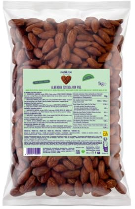 Almendras tostadas naturales sin sal 1kg nut&me | Sin Gluten - sin aditivos | Keto | Frutos secos saludables | Proteina vegana |