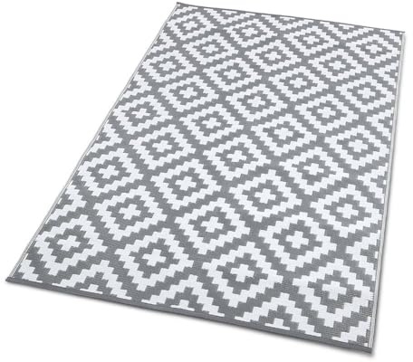 TERRE JARDIN Tapis extérieur rectangulaire réversible - 160 x 240 - Gris