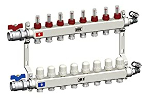 Heizkreisverteiler 2-12 Heizkreise Stellantrieb Fußbodenheizung manueller Entlüfter, Heizkreise:8 Heizkreise