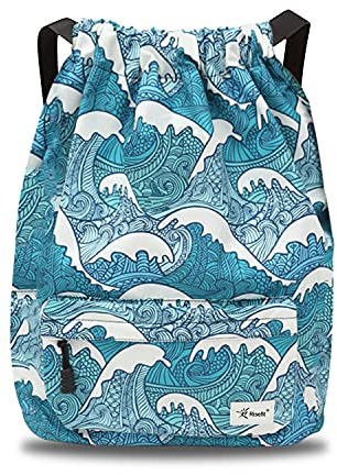 Risefit Waterproof Drawstring Bags String Backpack, Swim Bags PE Gym Bags Sports Backpacks Swimming Bags for Adults, Kids - Men Women Girls Boys