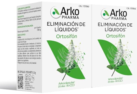 Arkopharma Arkocápsulas Ortosifón 160 Cápsulas Pack 80 X 2, Ayuda a Eliminar Líquidos, Función Hepática, Control de Peso, Perder de Peso, Retención de Líquidos, Complemento Alimenticio