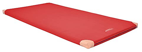 Grevinga® TÜV-Süd zertifizierte Leichtturnmatte (VB 80) | 200 x 125 x 6 cm | ROT | mit Lederecken