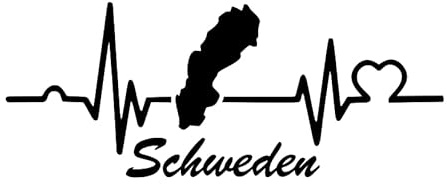 Herzschlag Schweden Aufkleber Stockholm Elch Wikinger Ostsee Gotland JDM 20x8cm in 21 Farben