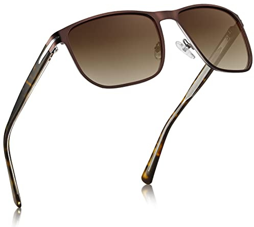 CARFIA Herren Sonnenbrille Polarisierte UV400 Schutz Quadratischer Metallrahmen Fahrradbrille mit Verzinkten Kupferstiften Sport Outdoor XL Angelbrille mit Lederetui CA5335