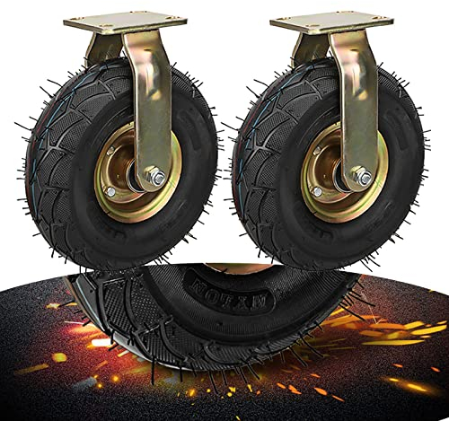 Geräuschlose Schwerlast Räder 2 Bockrollen Ø 200mm 250mm Ersatzrad Schubkarre, Luftbegummireift Hohe Elastizität Schockabsorption Rutschsicher - Fixed Heavy Duty Industrial Caster ( Size : 200mm )