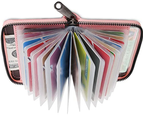 KELEKELE Kartenetui Damen Herren Kreditkartenetui Leder-20 Karten (Rosa)