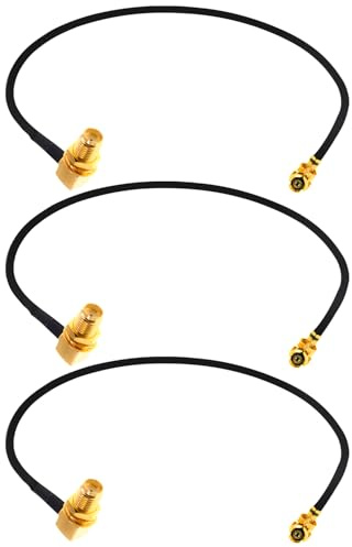 Fohevers 3 stycken U.FL IPX IPEX till SMA uttag 1,13 mm kabel 15 cm (6 tum) | för WLAN-routrar, 4G/5G mobilroutrar, IoT-enheter, drönare och FPV-system.