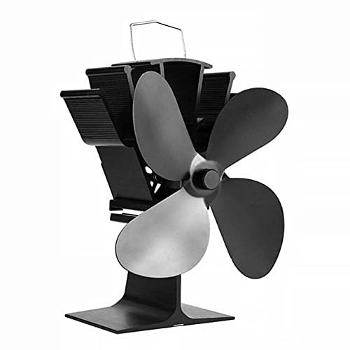 MONHOUSE Ventilateur de poêle alimenté par la chaleur – 4 pales en alliage d'aluminium – Ventilateur écologique avec protection contre la surchauffe – Très résistant – Distribution de la chaleur