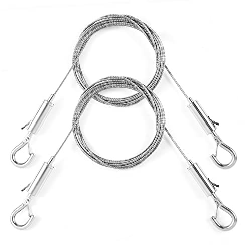 SIDENUO Picture Hanging Wire Kit,Adjustable Heavy Duty Stainless Steel 3m x 1.5mm Wire Rope Kit for Hanging Mirrors,Frames,Lamps,Billboards,Basket Flowerpot,2 Pack,Holds Up to 66lbs(30kg)