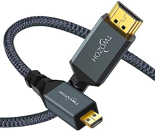 Twozoh Micro HDMI auf HDMI Kabel lang 10M, High-Speed HDMI auf Micro HDMI geflochtene Schnur Unterstützung 3D 720P/1080p