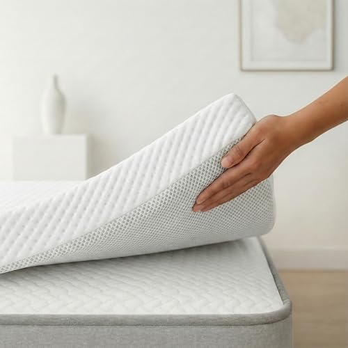 Topper Viscoelástico 150x190 cm – Grosor 7 cm | Fabricado en España | Alivia la Presión | Reduce la Tensión Corporal | 100 % Viscoelástica | Funda Transpirable Desenfundable y Lavable | CertiPUR